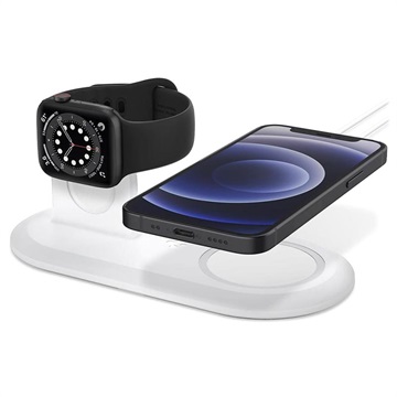 Spigen Magfit Duo Nabíjanie Dock pre Apple Magsafe, Apple Watch - White