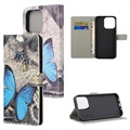 Štýlová séria iPhone 13 Pro Max Pase Wallet - Blue Butterfly