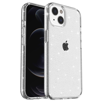 Štýlové hybridné puzdro série Glitter na iPhone 15 – Biely