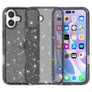 Štýlové hybridné puzdro série Glitter na iPhone 16 Plus - Čierna