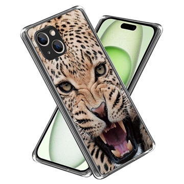 iPhone 15 Štýlové Ultratenké Puzdro TPU - Leopard