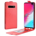 Samsung Galaxy S10 5G Vertikálne flip puzdro s držiakom karty - červená