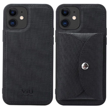 VILI T iPhone 12/12 Pro Case s magnetickou peňaženkou - čierna