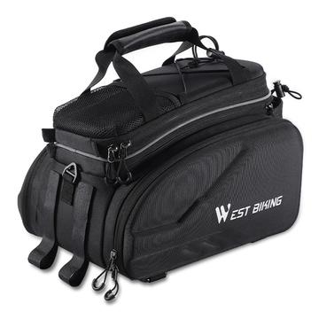 WEST BIKING YP0707354 Polyester+PVC Bicycle Rear Rack Storage Bag Reflective Bike Tail Pack