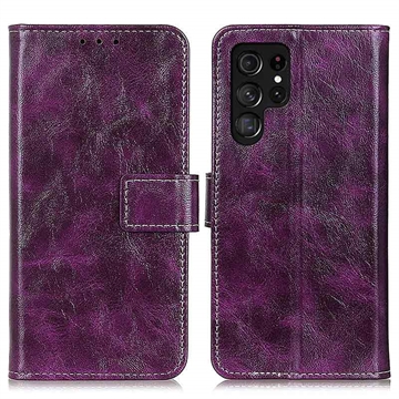 Samsung Galaxy S25 Ultra Wallet Case with Magnetic Closure - Purple