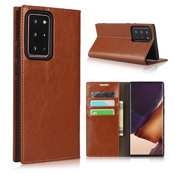 Samsung Galaxy Note20 Ultra Wallet Leather puzdro s Kickstandom - hnedá