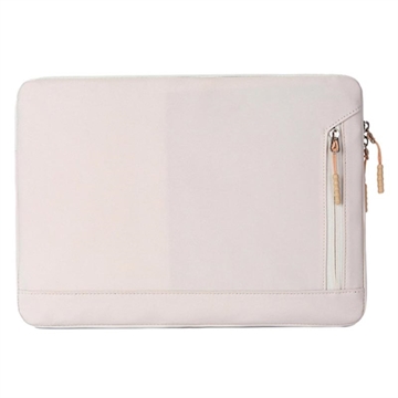 Water Resistant Elegant Oxford Laptop Sleeve w. Side Pocket - 13.3" - Beige