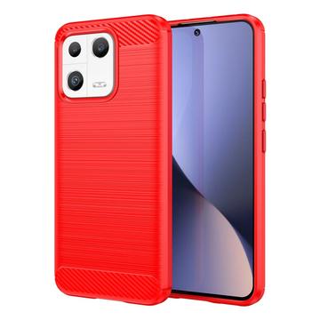 Xiaomi 13 Puzdro z Brúseného TPU - Uhlíkové Vlákno - Červená