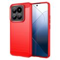 Xiaomi 14 Pro Puzdro z Brúseného TPU - Uhlíkové Vlákno - Červená