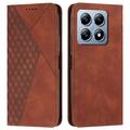 Xiaomi 14T Rhombus Pattern Wallet Case with Magnetic Closure