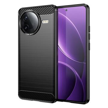 Xiaomi Redmi K80 Puzdro z Brúseného TPU - Uhlíkové Vlákno - Čierne