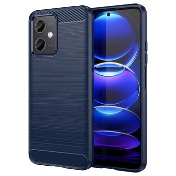 Xiaomi Redmi Note 12/Poco X5 Puzdro z Brúseného TPU - Uhlíkové Vlákno - Modrá