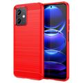 Xiaomi Redmi Note 12/Poco X5 Puzdro z Brúseného TPU - Uhlíkové Vlákno - Červená