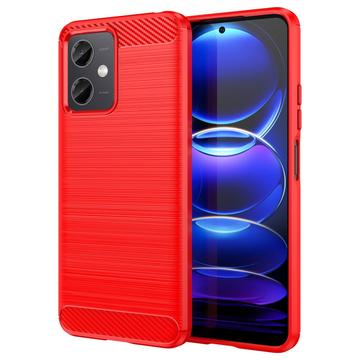 Xiaomi Redmi Note 12/Poco X5 Puzdro z Brúseného TPU - Uhlíkové Vlákno - Červená