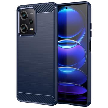 Xiaomi Redmi Note 12 Pro Puzdro z Brúseného TPU - Uhlíkové Vlákno - Modrá