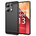 Xiaomi Redmi Note 13 4G Puzdro z Brúseného TPU - Uhlíkové Vlákno - Čierne