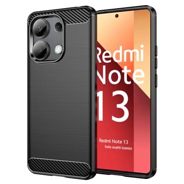 Xiaomi Redmi Note 13 4G Puzdro z Brúseného TPU - Uhlíkové Vlákno - Čierne