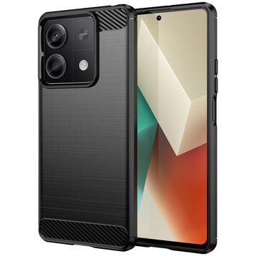 Xiaomi Redmi Note 13 Puzdro z Brúseného TPU - Uhlíkové Vlákno - Čierne