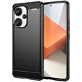 Xiaomi Redmi Note 13 Pro+ Puzdro z Brúseného TPU - Uhlíkové Vlákno - Čierne