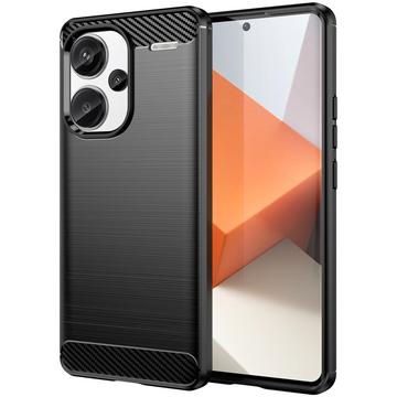 Xiaomi Redmi Note 13 Pro+ Puzdro z Brúseného TPU - Uhlíkové Vlákno - Čierne