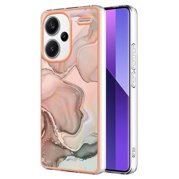 Xiaomi Redmi Note 13 Pro+ Marble Pattern Electroplated IMD TPU Case - Pink