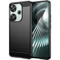 Xiaomi Redmi Turbo 3/Poco F6 Puzdro z Brúseného TPU - Uhlíkové Vlákno - Čierne