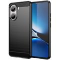 Xiaomi Redmi Turbo 4/Poco X7 Pro Puzdro z Brúseného TPU - Uhlíkové Vlákno - Čierne