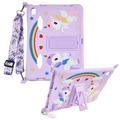 iPad 2022/2025 Cute Unicorn Case with Kickstand and Strap - Purple