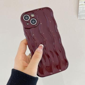 Puzdro iPhone 13 3D Linear Wavy - Vínovo červené