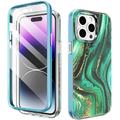 iPhone 14 Pro Ahastyle WE13 360 Protection Hybrid Case - Green Marble