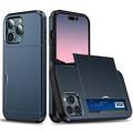 iPhone 14 Pro Hybrid Case with Sliding Card Slot - Dark Blue