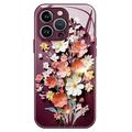 iPhone 14 Pro Max Flower Bouquet Hybrid Case - Wine Red