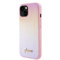 iPhone 15 Guess Iridescent Metal Script Hybrid Case - Pink