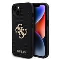 iPhone 15 Guess Perforované 4G logo s trblietkami - čierne