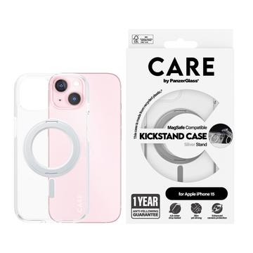 iPhone 15 PanzerGlass Care Kickstand Case - MagSafe Compatible - Silver