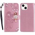 iPhone 15 Plus Owl Rhinestone Wallet Case