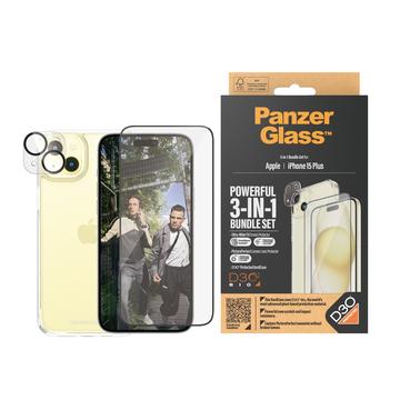 Ochranný balík 3 v 1 PanzerGlass pre iPhone 15 Plus – Priehľadný