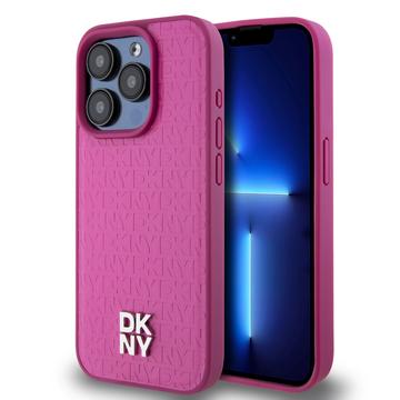 iPhone 15 Pro DKNY Repeat Pattern Stack Logo Case - MagSafe Compatible - Pink