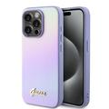 iPhone 15 Pro Guess Iridescent Metal Script Hybrid Case - Purple