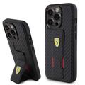 Puzdro iPhone 15 Pro Max Ferrari Carbon Grip Stand - čierne