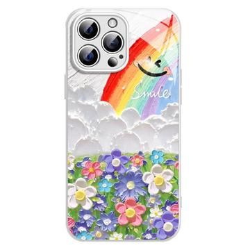 iPhone 15 Pro Smile & Rainbow Hybrid Case - White