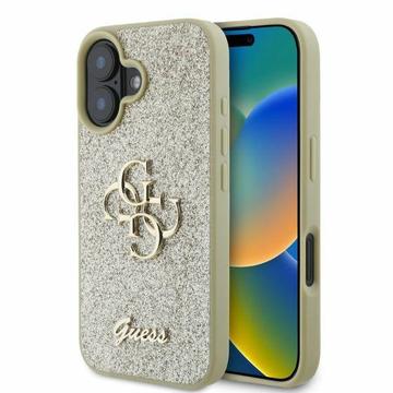 iPhone 16 Guess Fixed Glitter 4G Metal Logo Case