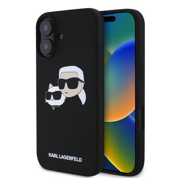 iPhone 16 Plus Karl Lagerfeld Double Heads Liquid Silicone MagSafe Case - Black