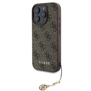 iPhone 16 Pro Guess 4G Charms Collection Hybridné Puzdro - Hnedá