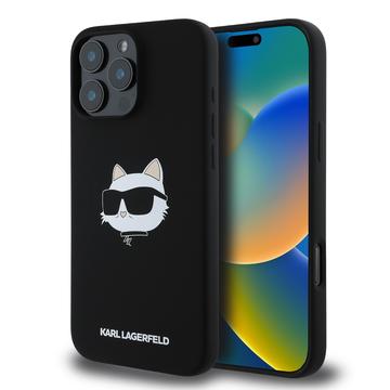 iPhone 16 Pro Karl Lagerfeld Choupette Head Liquid Silicone MagSafe Case - Black