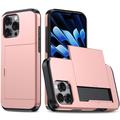 iPhone 16 Pro Max Hybrid Case with Sliding Card Slot - Rose Gold