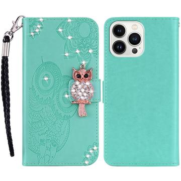 iPhone 16 Pro Max Owl Rhinestone Wallet Case