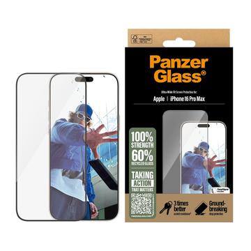 Ochrana obrazovky z tvrdeného skla iPhone 16 Pro Max PanzerGlass Ultra-Wide Fit EasyAligner - Čierny okraj