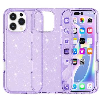 Štýlové hybridné puzdro série Glitter na iPhone 16 Pro Max - Fialová