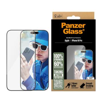 Ochrana obrazovky z tvrdeného skla iPhone 16 Pro PanzerGlass Ultra-Wide Fit EasyAligner - Čierny okraj